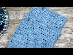 🩵 CHALECO AZUL CIELO TEJIDO A CROCHET