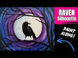 🐦‍⬛EP223- 'Raven Silhouette' easy step by step Halloween spooky fun acrylic painting tutorial