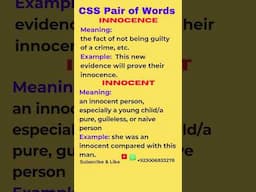 | Innocence & Innocent | | Pair of Words | #css #css3 #ppscpreparation #pms #ppsc #ppscexam #viral