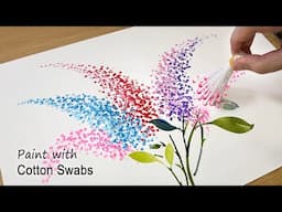 Cotton swabs painting technique for beginners / Easy painting step by step