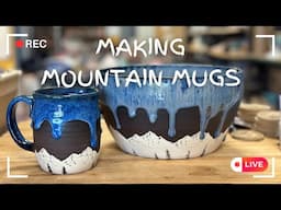 Throwing, painting, and carving Mountain mugs and Vases