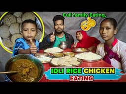 Idli and rice chicken eating |family dinner eating | jh eating show