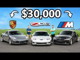 Porsche Cayman S vs Corvette Z06 vs BMW Z4M // $30,000 Question