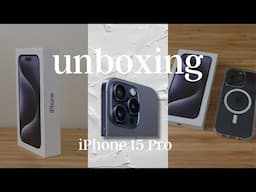 iPhone 15 Pro unboxing (Blue titanium, 128 gb) 🌊✨|| setup, accessories & comparison to iPhone 13