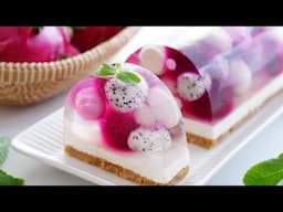 No-Oven / No-Egg / 보석처럼 빛나는  바나나 용과 치즈케이크  / Banana Dragonfruit Cheesecake