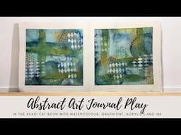 Abstract Art Journal Play - In Khadi Fatbook with Watercolour, Graphitint, Acrylic and Ink