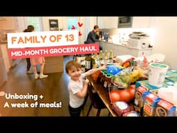 Family of 13 mid-month (Thanksgiving) grocery haul + unboxing & a week of meals!