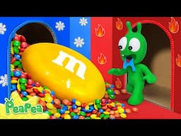 PeaPea Finds M&M Candy In Hot and Cold Room - Cartoon for Kids - PEAPEA CHANNEL