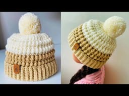 🌈GORRO A CROCHET PARA INVIERNO para Bebes, Niños y Adultos