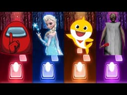 Among Us Dance Vs Elsa Let it Go Dance Vs Baby Shark Dance Vs Granny Dance - Tiles Hop Songs