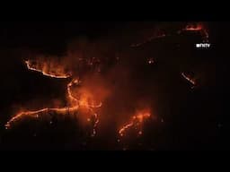 FLAMES as Entire Hillside on FIRE at Jennings Creek Wildfire - New Jersey