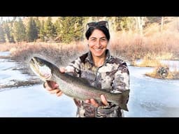 Wilderness Ice Fishing: BIG TROUT ~ SMALL Beaver Pond ~ CO