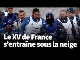 Les magnifiques images du XV de France qui s'entraîne sur la pelouse enneigée du Stade de France