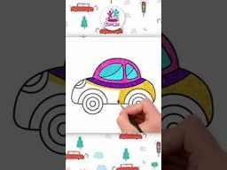 Easy Car Drawing and Coloring f#shorts #howtodraw #drawing #youtubeshorts