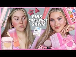 full face of PINK PRODUCTS challenge! GRWM 🫶🏻🌷💕🎀🌸