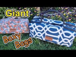 Large boxy bags in two sizes with cotton or upholstery fabric. DIY How to sew or sell boxed bags