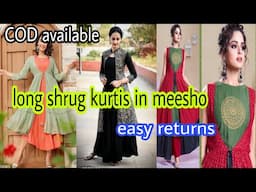 Latest long shrug kurtis|Meesho|best rating kurtis|cod available|easy returns|suma talks