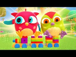 Hop Hop plays with the toy train for kids, toy cars and toys for kids. Compilation of baby cartoons.