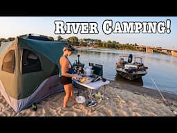 Camping Below A MASSIVE SPILLWAY in the middle of The LARGEST RIVER in the U.S!!! (Camp & Cook!!!)