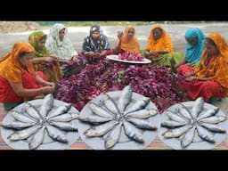 Red Amaranth & Hilsa Fish Gravy - Lal Shak Elish Macher Ghonto - Bengali traditional Curry Recipe