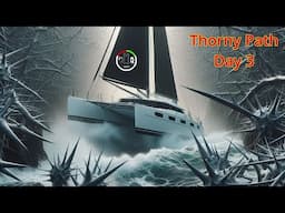 #241 Solo Sail - Thorny Path brakes the boat | Sailing Sisu Leopard 45 Catamaran Circumnavigating