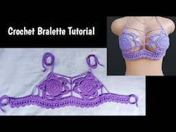 Crochet bralette tutorial / Crochet flower top / Crochet bikini top