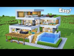 Minecraft: How to Build a Modern House Tutorial (Easy to follow) #55 - Interior in Description!