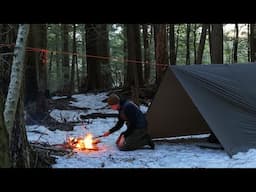 Cold Weather Tarp Camping | Campfire Salmon