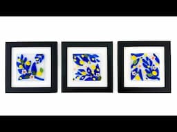 Fused Glass Lemon Tiles Triptych