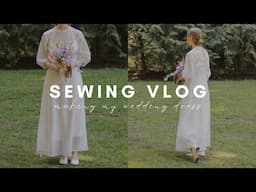 SEWING VLOG | Making my wedding dress from thrifted fabric & curtains