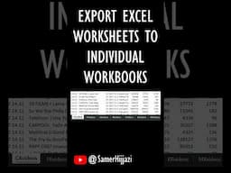 Export Excel Worksheets to Individual Workbooks #shorts #excel