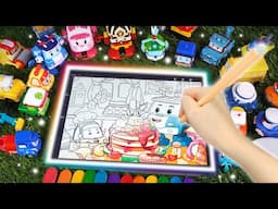 Patty Cake│Draw and Color with POLI│Kids' Coloring Activity│iPad Coloring Activity│Robocar POLI TV