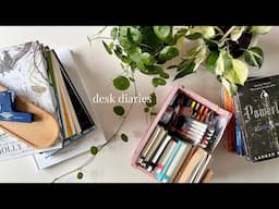 desk diaries ⋆౨ৎ˚⟡˖  new books, stationery, and plants