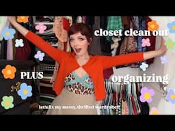 declutterring and organizing my closet 💫💗 | closet clean out, organization, thrifted fashion