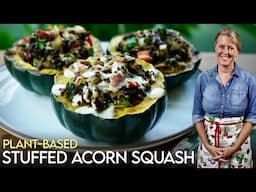 A MUST TRY Plant-Based Stuffed Acorn Squash w/ Lemon Tahini Dressing!