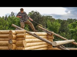 How I'm Lifting Heavy Logs on Log Cabin | Building Walls | Off Grid Cooking | EP13