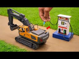 Diy tractor trolley loading with bulldozer petrol pump science project @sanocreator