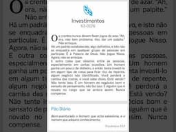 Pão Diário: Investimentos - WMB