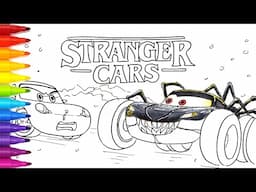 Halloween Demogorgon Lightning McQueen and Eleven Sally . STRANGER CARS Drawing & Coloring Pages