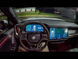 2025 Rivian R1S Adventure Performance Dual Motor - POV Rainy Night Drive (Binaural Audio)