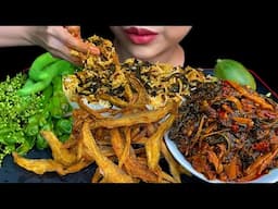 FRESH VEGGIES, SPICY FRIED ROSELLE LEAVES, FRIED FISH  * Thai Nam Prik * น้ำพริก