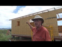 Off grid Senior performs solo install of subfascia on 16x40 cabin