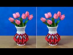 DIY Flower Vase from Recycled Plastic Bottle