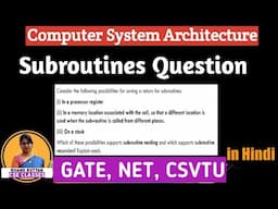 L-1.19 Subroutines Question | Computer Architecture | CSVTU Exam Question | COA | CSA | Shanu Kuttan