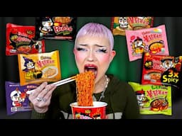 German Girl tries & rates all Samyang fire noodles 💀