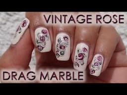 Vintage Rose Drag Marble | DIY Nail Art Tutorial | MSLP