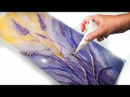 PAINTING Using Cheap Paste! Colorful Lavender Art  💜 GORGEOUS Results + Easy Techniques |AB Creative