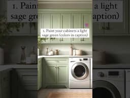 Get the look! Sage green laundry room cabinets #short #paintcolors #interiordesign #homedecorideas