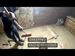 SPEED-UP SWEEPING: Removing the rests of the old crumbling screed [ Monotonous  work]