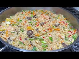 How to cook fried rice with Beef and veggetables.